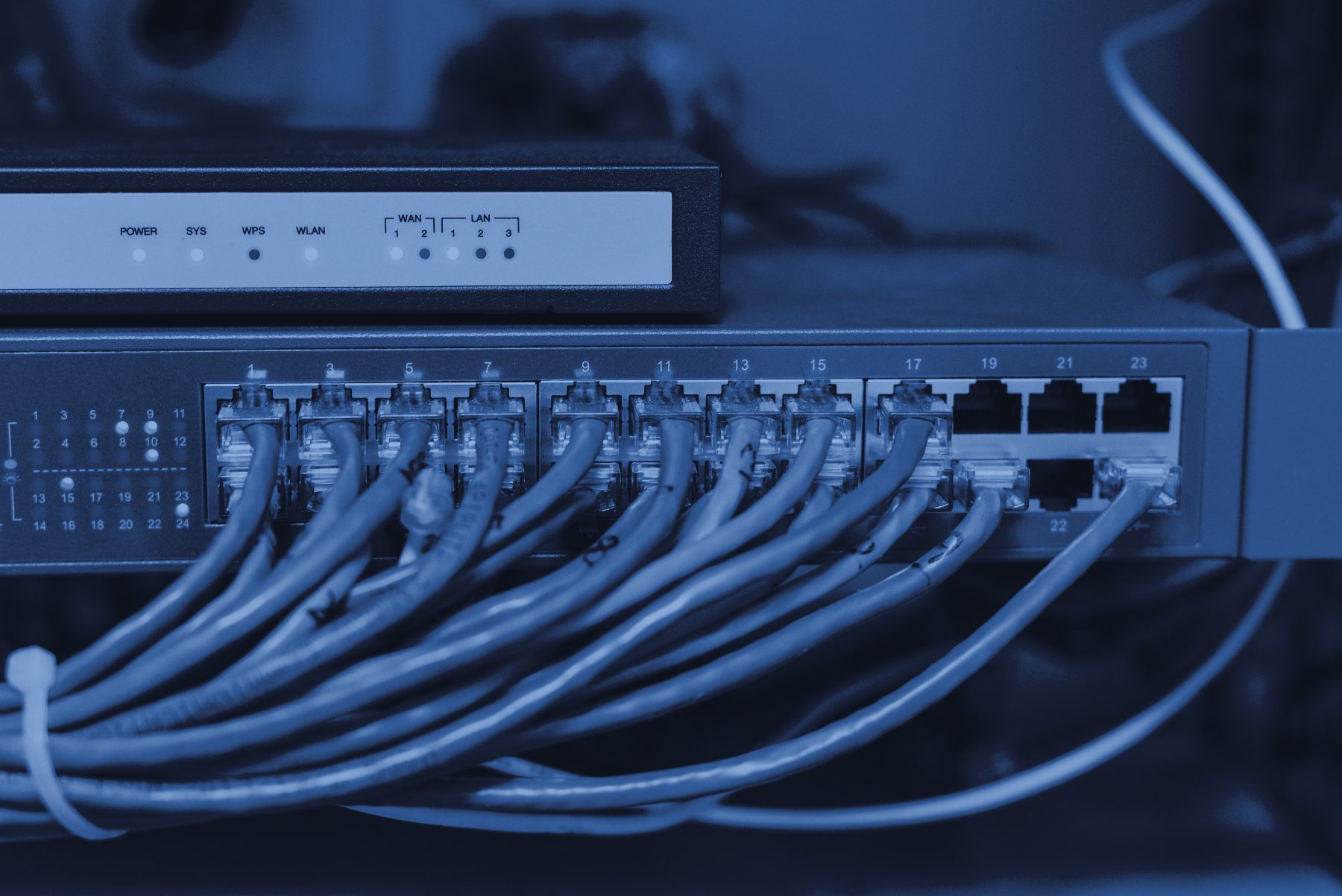 Switch di rete con i cavi di collegamento